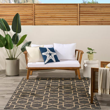 Horizon HOZ01 Modern Geometric Durable Stain-Resistant Weatherproof Flatweave In-Outdoor Charcoal Rug-Nourison-Rug Love - The Most Loved Rug Store